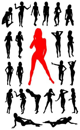Girl silhouettes collectionのイラスト素材
