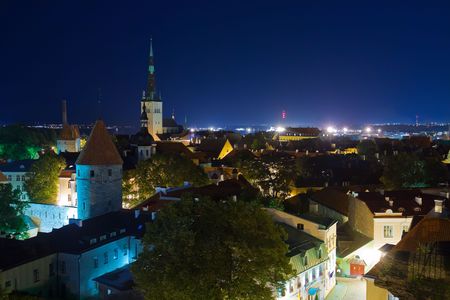 Night Tallinn panoramaの写真素材
