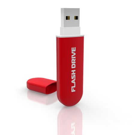 Red stylish USB flash driveの写真素材