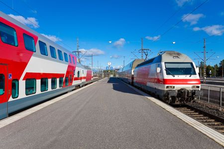 Passenger trains in Helsinki, Finlandの写真素材