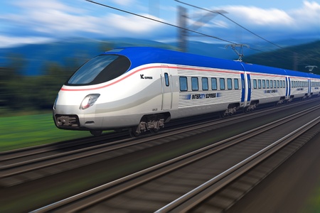 Modern high speed train with motion blur  