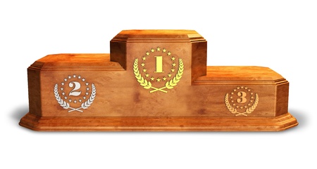 Wooden pedestal for trophies isolated on white background Wooden pedestal for trophies isolated on white background