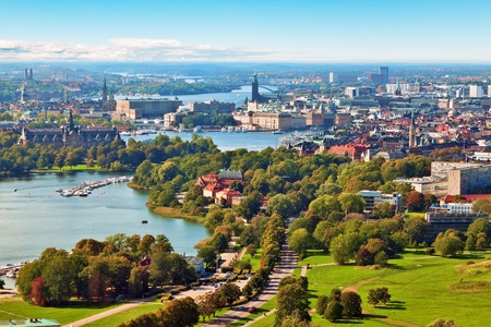 Scenic summer aerial panorama of Stockholm, Swedenの写真素材