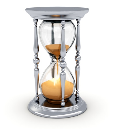 Silver vintage hourglass or sandglass isolated on white background Silver vintage hourglass or sandglass isolated on white background