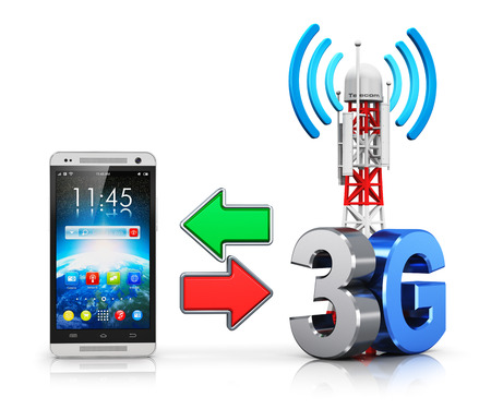 Creative abstract 3G digital cellular telecommunication technology and wireless connection business...