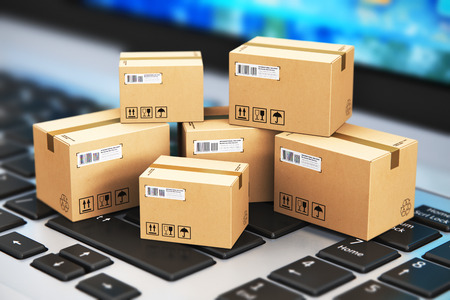Creative abstract shipping, delivery and logistics technology business industrial concept: macro...