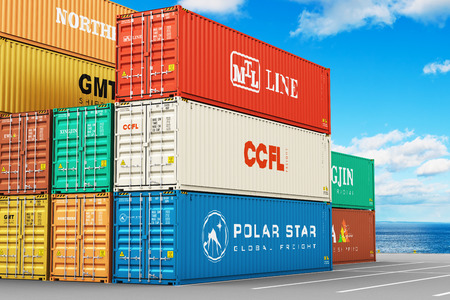 Creative abstract cargo freight transportation, shipping, logistics, delivery and distribution...