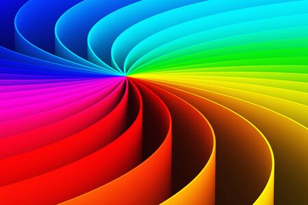 Creative abstract color spiral shape rainbow 3D render illustration wallpaper backgorundの写真素材