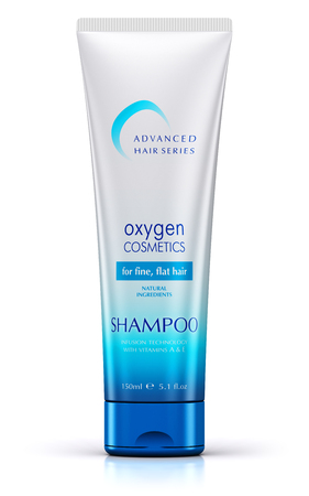 Creative abstract cosmetics, healthcare and body skin care concept: 3D render illustration of blue plastic container tube with shampoo or shower gel isolated on white background with reflection effectの写真素材