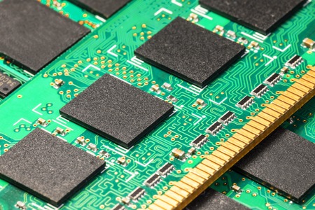 Creative abstract electronic industry business technology concept: macro view of the group of...