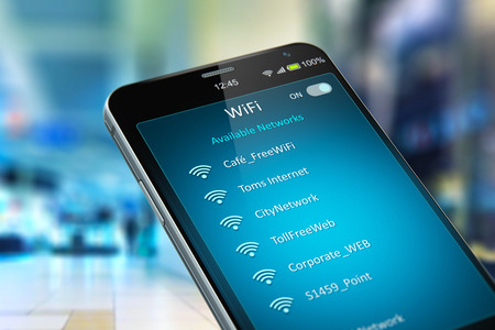 Creative abstract wireless networking on mobile devices business communication technology concept:...