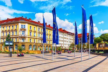 Scenic summer view of the Old Town architecture in Bayreuth, Bavaria, Germanyの写真素材
