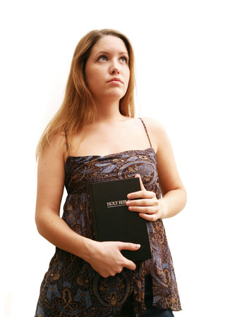 Woman with Bibleの写真素材