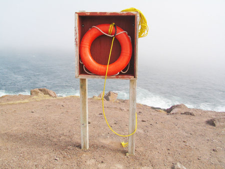 Life saver in Cape Spear, Newfoundland. Cape Spear is the most easterly point in North America.
