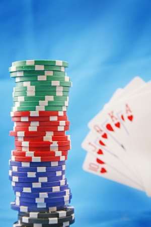 A stack of poker playing chips