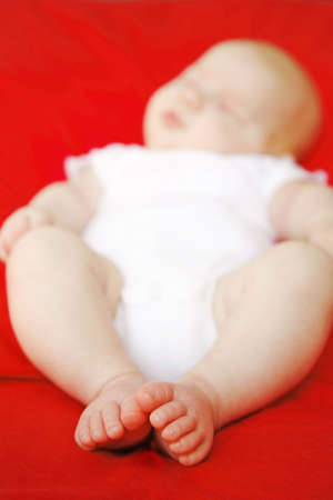 Baby Girl - Very shallow DOF - focus on toesの写真素材