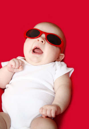 Baby Girl Wearing Sunglassesの写真素材