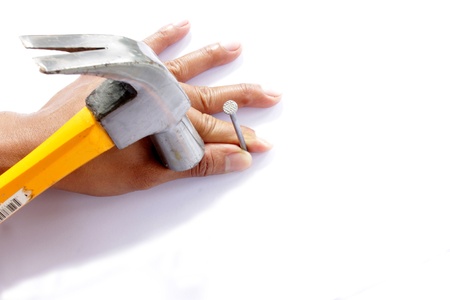 Hammer and nail の写真素材