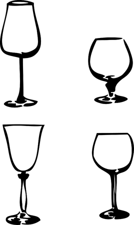 Glass set for alcohol. Sketch. Calligraphy. Vector.のイラスト素材