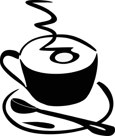 Stylish coffee mug. Sketch. Calligraphy. Vector.のイラスト素材