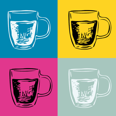 Stylish glass mugs. Vector background. Pattern.のイラスト素材