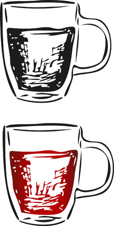 Mugs. Sketch. Calligraphy. Vector.のイラスト素材
