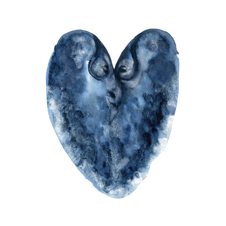 Watercolor story in 35 frames of the adventures of Blumo - Blue Monday during the holidays shows how to find your friend, your other half, in the vast world of lonelinessの写真素材