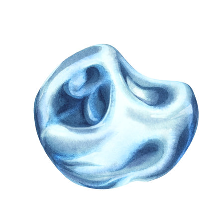 Watercolor iceberg blue ice crystal with transparency texture for template and clipart for winter holidays, New Year, Earth Day, Marine and Ocean life, for scrapbook, stickers, cards, borders, framesの写真素材