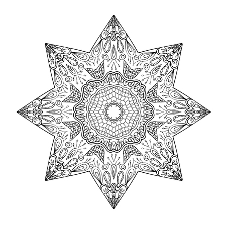 Black mandala on white backgroundのイラスト素材
