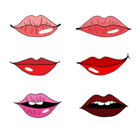 Set of lips on white backgroundのイラスト素材