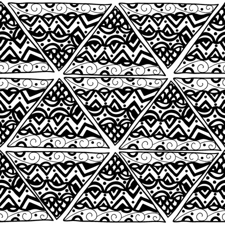 Pattern with black and white ethnic trianglesのイラスト素材