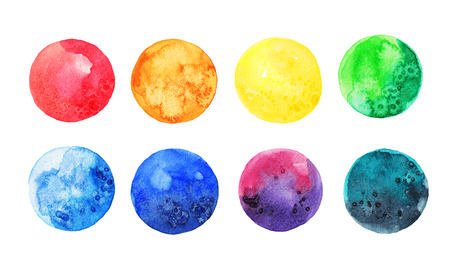 Watercolor rainbow circles on white isolated backgroundの写真素材