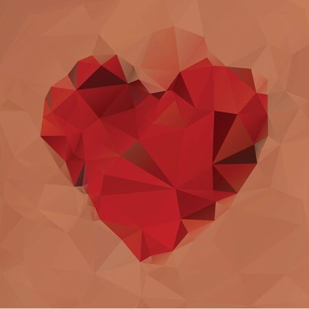 Red polygonal heart on brown backgroundのイラスト素材