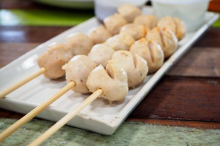 Pork Ball in white discの写真素材