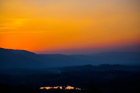 Sunset with orange skyの写真素材