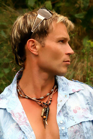 The fashioned man in a profileの写真素材