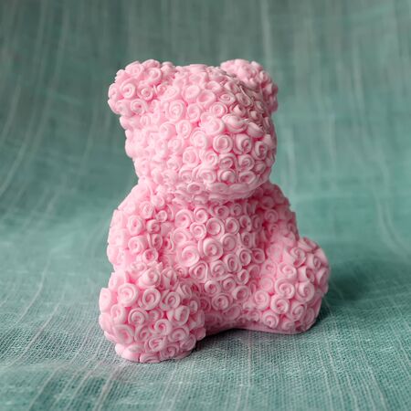 Pink bear of roses made of handmade soap - gift and decor for interiorの写真素材