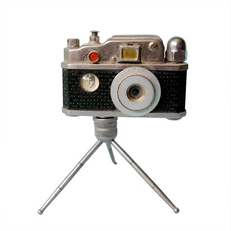 Lighter souvenir of USSR time in the form of photo camera with portrait of soviet poet Sergey Yeseninの写真素材