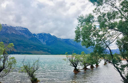 Beautiful landscape of Lake Wakatipu, Queenstown, New Zealandの写真素材