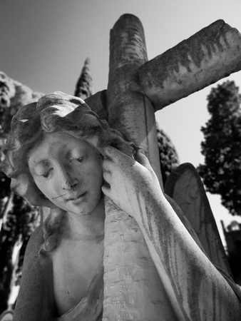 More than 100 years old statue. Cemetery located in Rome.の写真素材