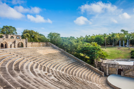 Amphitheater in ancient village Altos de Chavon - Colonial town reconstructed in Casa de Campo, La Romana, Dominican Republic. tropical seaside resortの写真素材