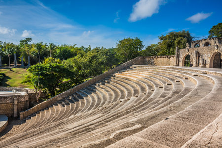 Amphitheater in ancient village Altos de Chavon - Colonial town reconstructed in Casa de Campo, La Romana, Dominican Republic. tropical seaside resortの写真素材