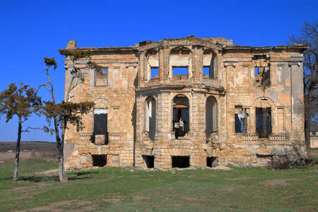 The photo shows the ruins of the old palace-estate of the Dubetsky-Pankeyevs called the Wolf's Lair in the Odessa region, the village of Vasilyevka.の写真素材