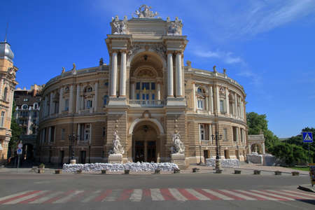 Odessa, Ukraine - June 03, 2022. Odessa State Academic Opera and Ballet Theater in wartime.
