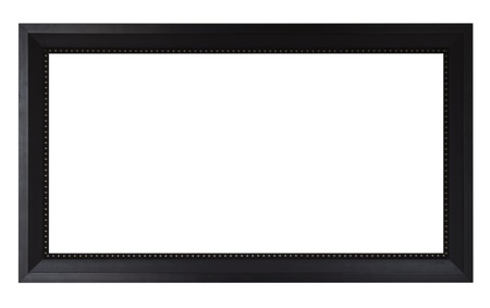 Isolated black picture frame wood white background.の写真素材