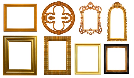 Set of golden black vintage frame isolated on white background