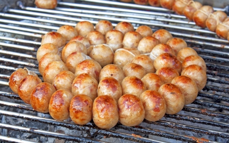 Pork sausage Sausage on the grill culinary delights.の写真素材