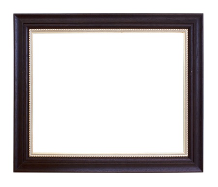 Classic wooden frame isolated on white backgroundの写真素材
