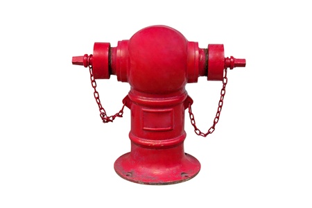 old hydrant red isolated on white backgroundの写真素材