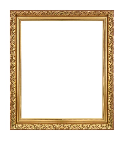 Gold antique frame isolated on white background.の写真素材